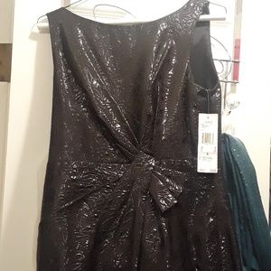 NWT Anne Klein black metallic floral dress size 6